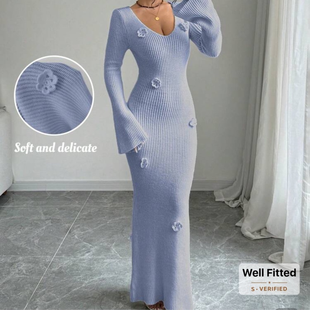SHEIN Long Sleeve Sweater Maxi Dress